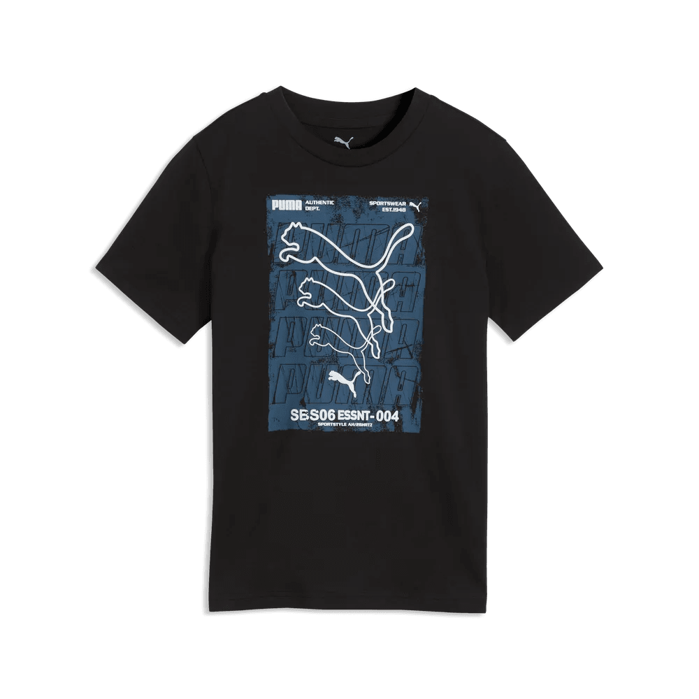 Puma Boys Graphic Box T-Shirt In Black