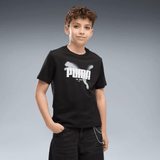 Puma Boys Graphic Printed Short Sleeves T-Shirt In Black/White