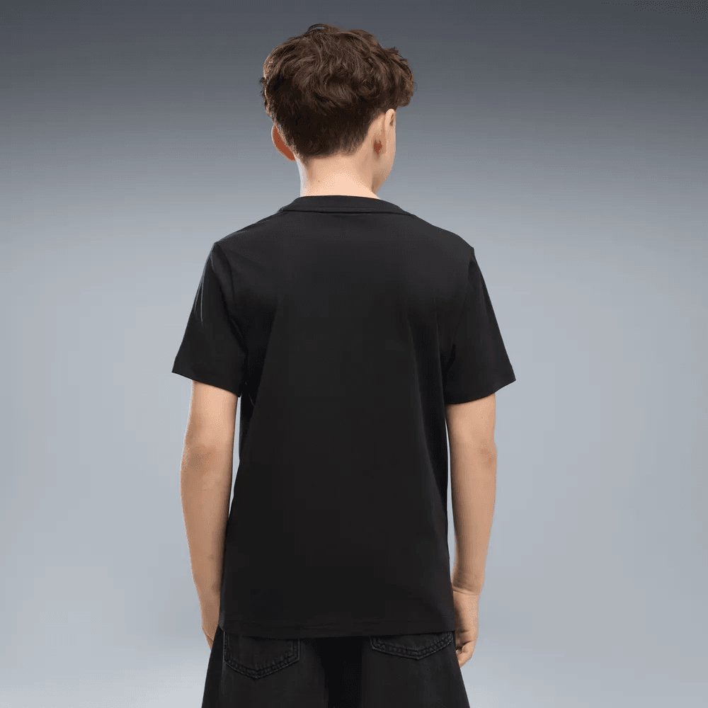 Puma Boys Graphic Printed Short Sleeves T-Shirt In Black/White
