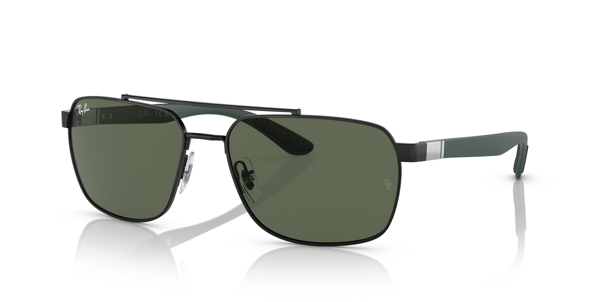 Ray Ban Mens Asian Fit Sunglasses In Black & Green