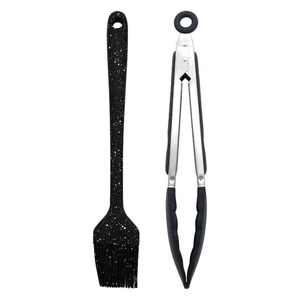 Regent Kitchen Basting Brush & Serving Tong Set In Black