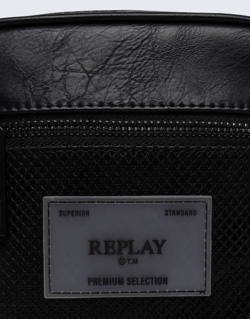 Replay Mens Fm3697 Vintage Look Crossbody Bag In Black
