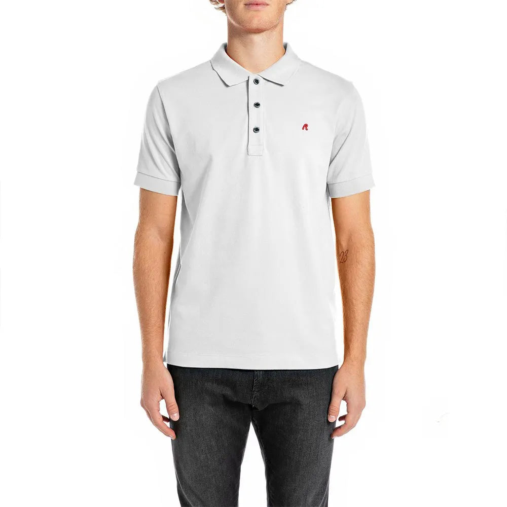 Replay Mens Polo Short Sleeves T-Shirt In White