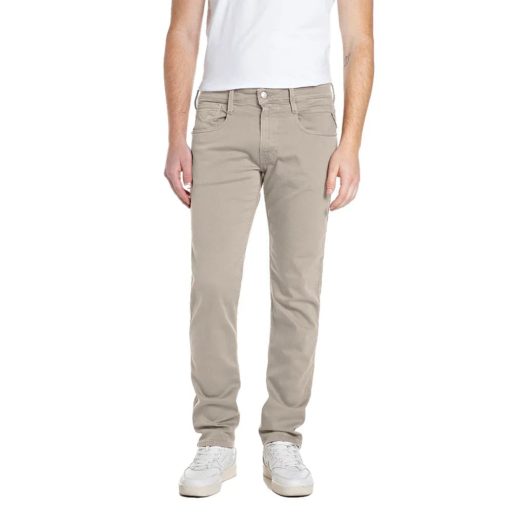 Replay 9.5 Oz Stretch Bull Denim Jeans In Beige