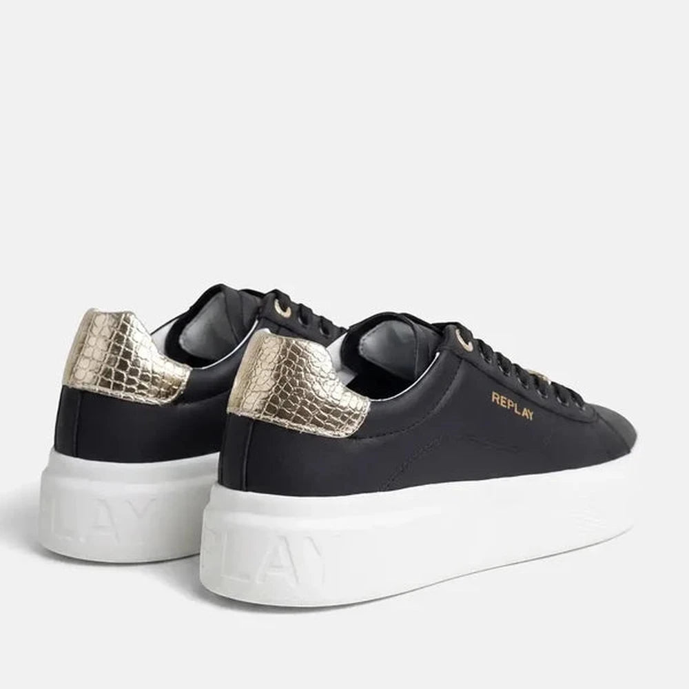 Replay Womens Notting W Image Shoes In Black & Gold