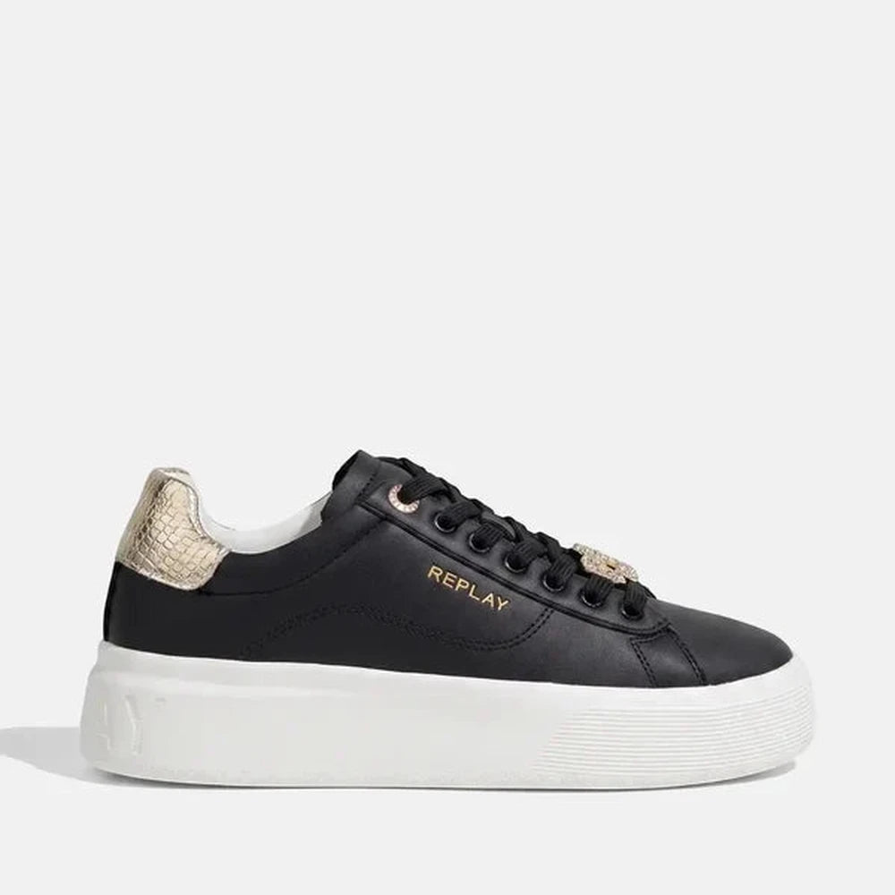 Replay Womens Notting W Image Shoes In Black & Gold