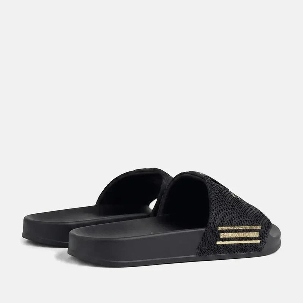 Replay Mens Up Trao Sandals In Black & Platinum