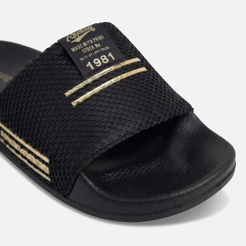Replay Mens Up Trao Sandals In Black & Platinum