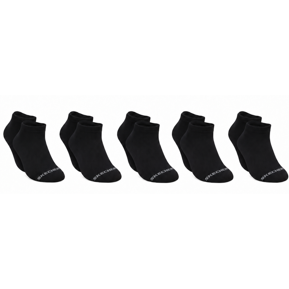 Skechers Mens 5 Pack Non Terry Lowcut Anklet Socks In Black