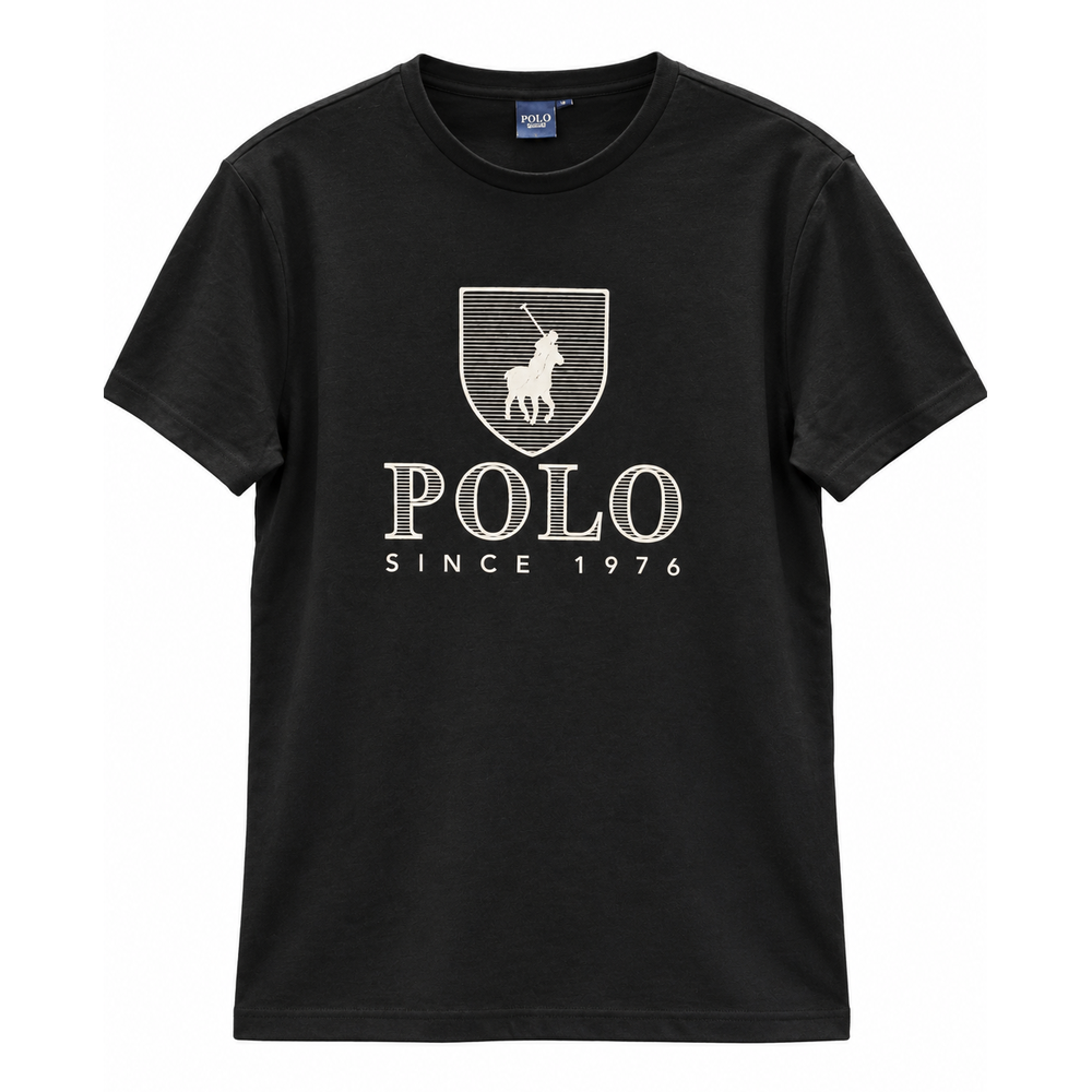 Polo Mens Crew Crew Neck Printed Short Sleeves T-Shirt In Black