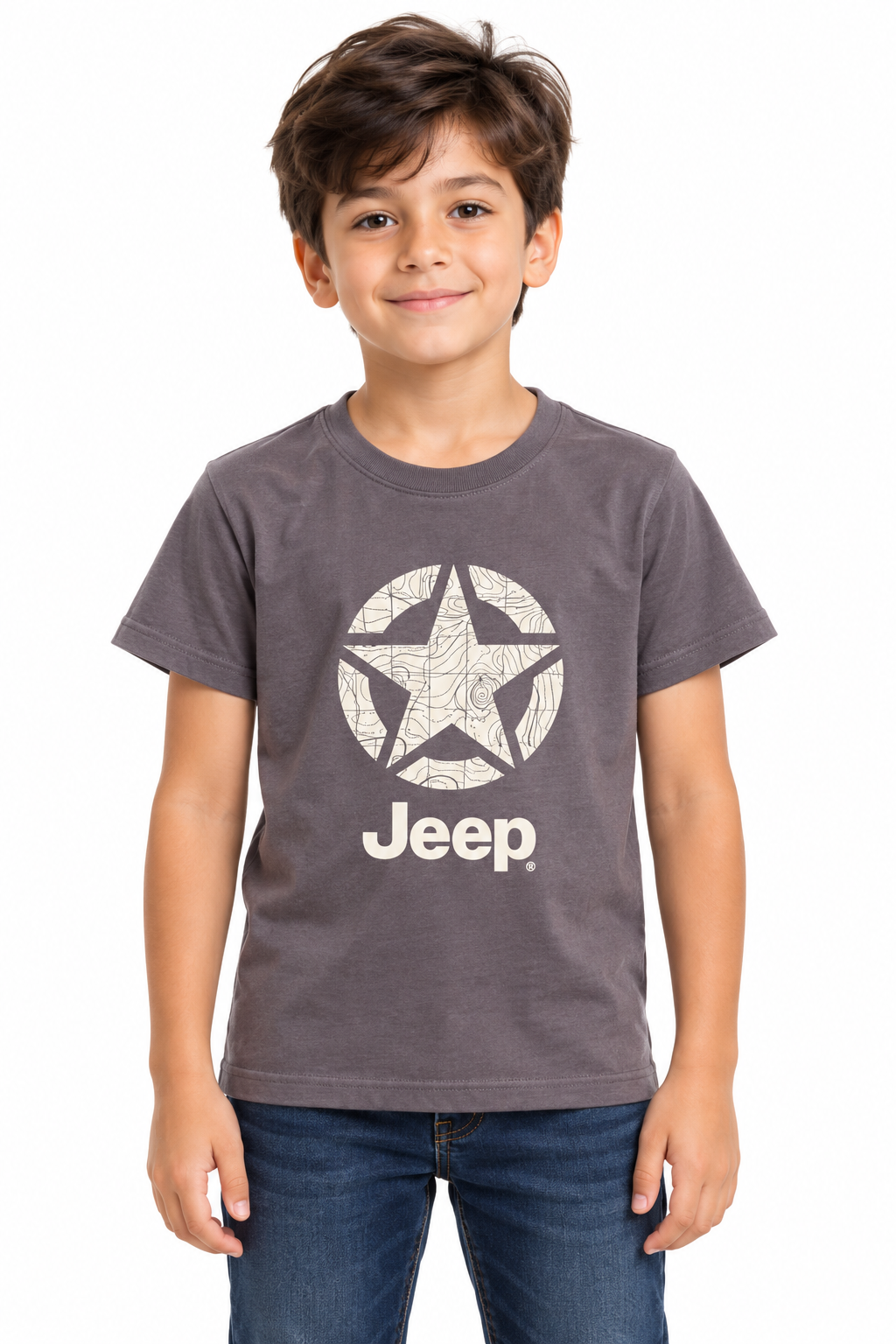 Jeep Boys Star Logo T-Shirt In Charcoal