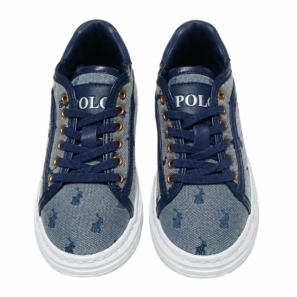 Polo Boys Jacquard Sneakers In Navy/White