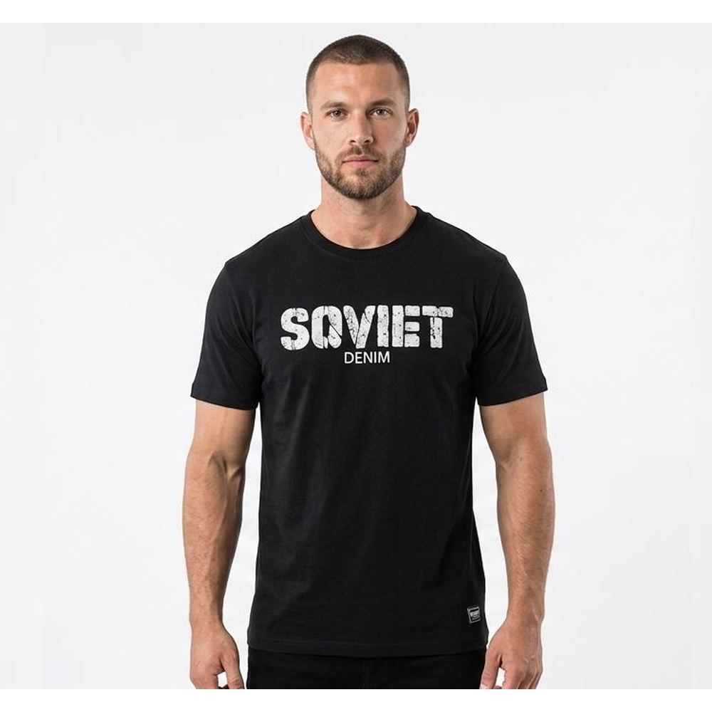 Soviet Mens Short Sleeves Box Fit Fashion T-Shirt In Black