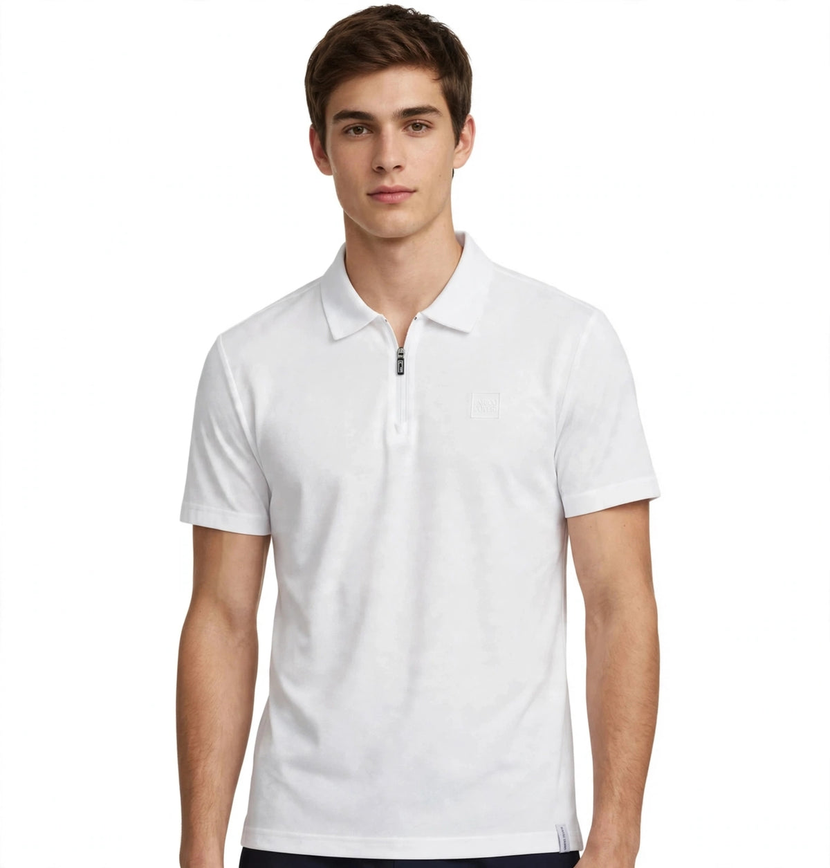 Enrico Coveri Mens Roma Short Sleeves Golfer In White