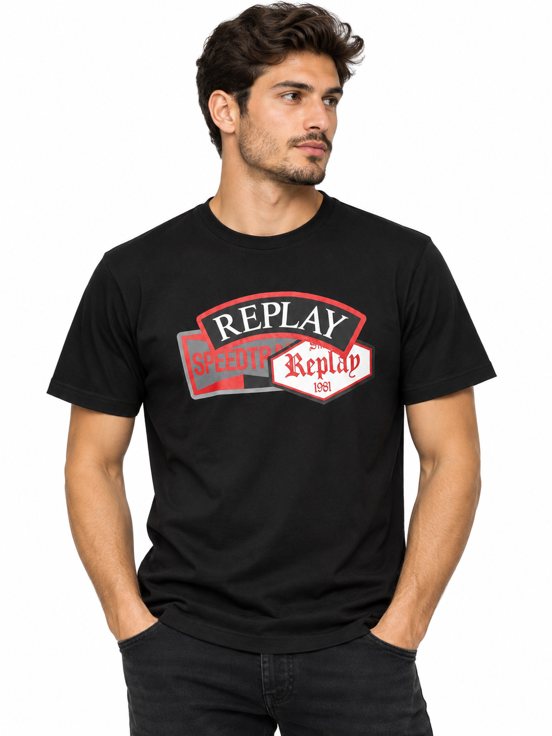 Replay Mens Printed T-Shirt In Black