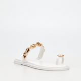 Miss Black Womens Kali 11 Flat Sandals In White