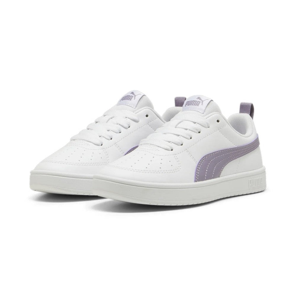 Puma Girls Rickie Junior Sneakers In White/Pale Plum