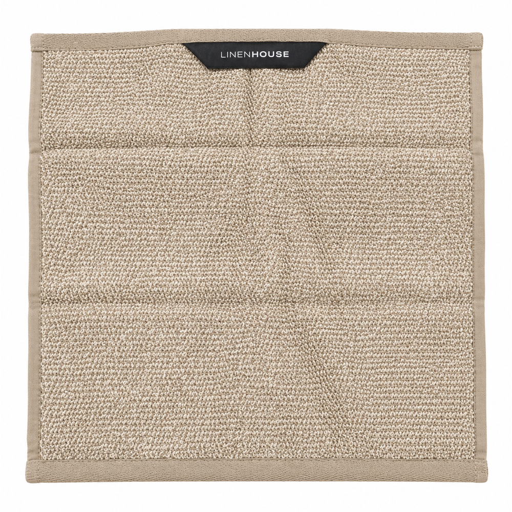 Linen House Plush Face Cloth In Oatmeal