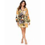 Guess Womens Long Sleeves Cassia Jacquard Dress In Orange Multi