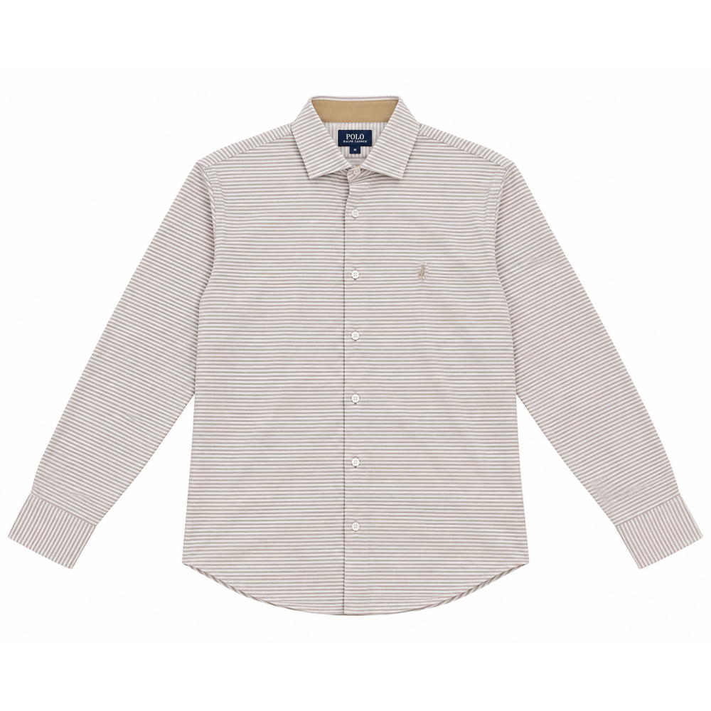 Polo Mens Long Sleeves Non Iron Gingham Check Shirt In Stone Multi