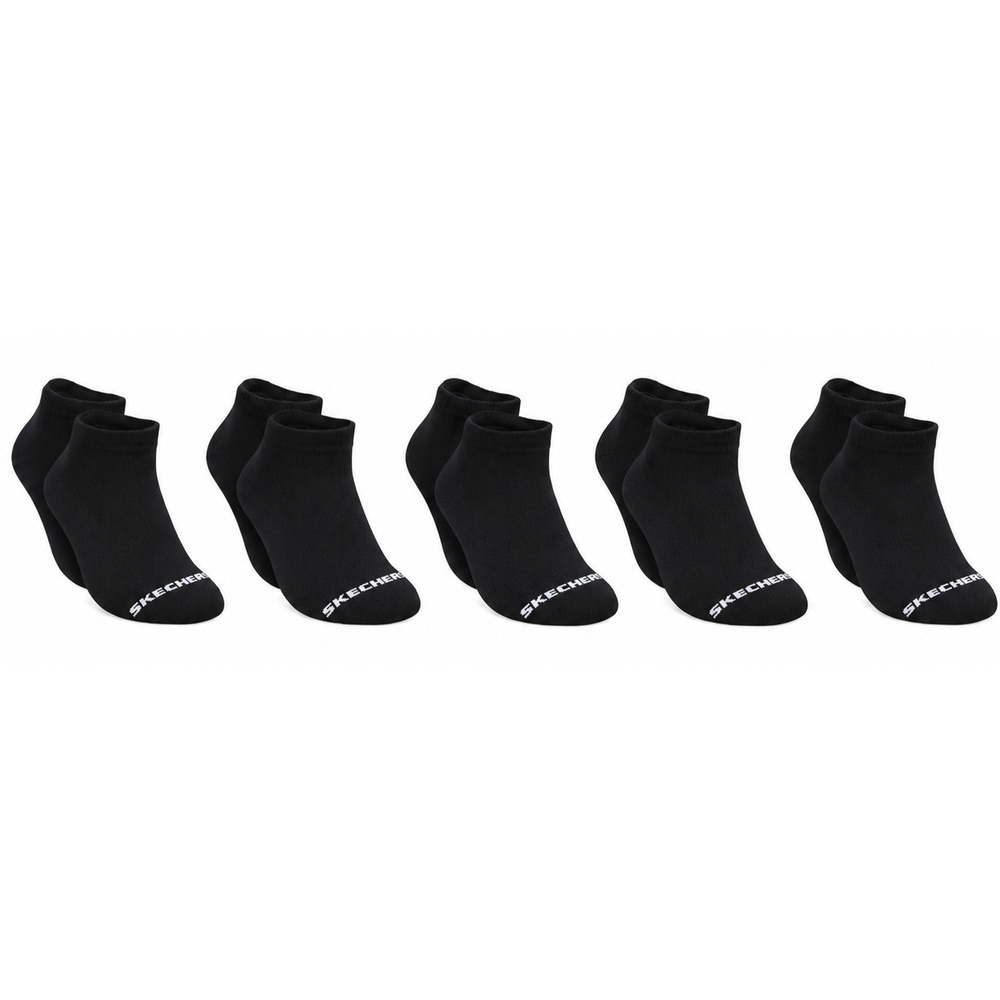 Skechers Womens 5 Pack Non Terry Anklet Socks In Black
