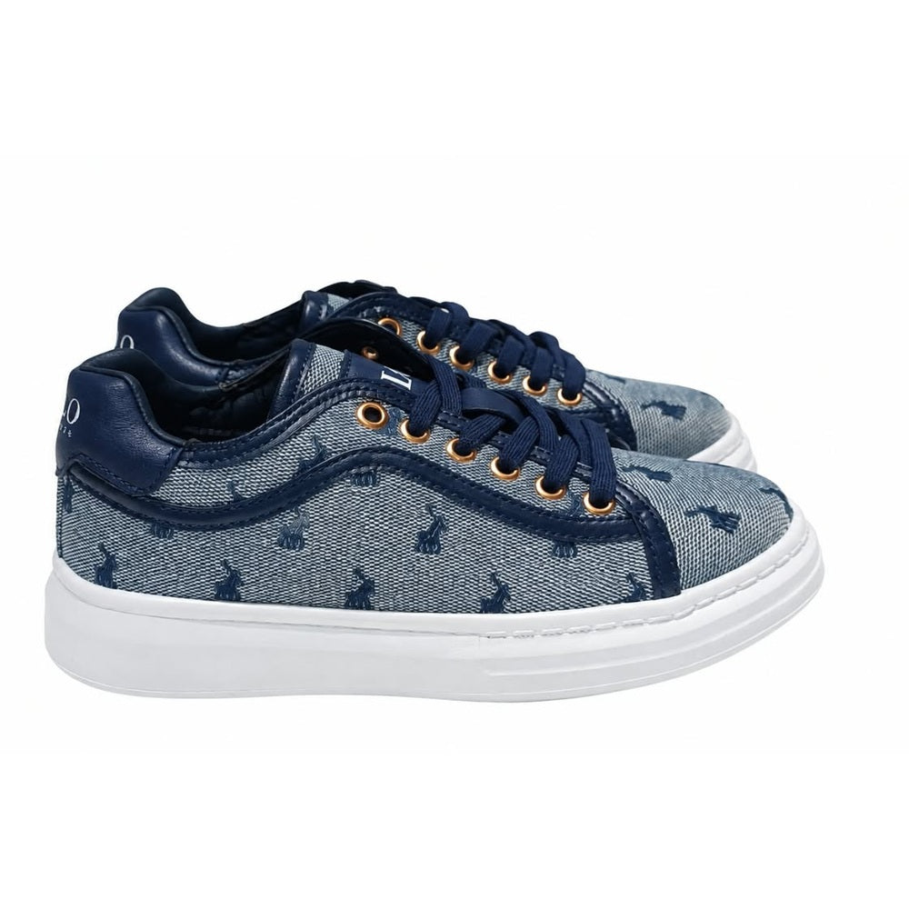 Polo Boys Jacquard Sneakers In Navy/White