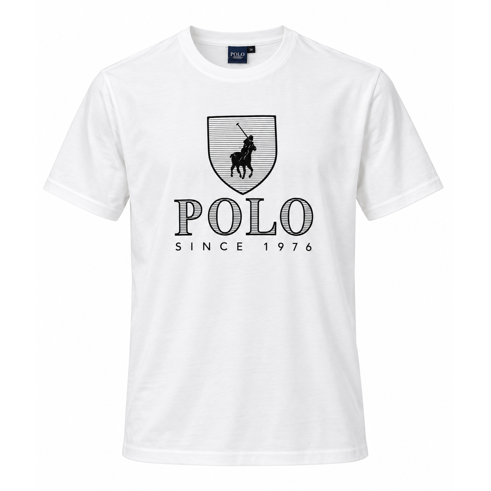 Polo Mens Crew Crew Neck Printed Short Sleeves T-Shirt In White