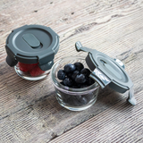 Consol Glass  Madrid Round Baby Food Container Set Of 2 In Clear/Grey Lid