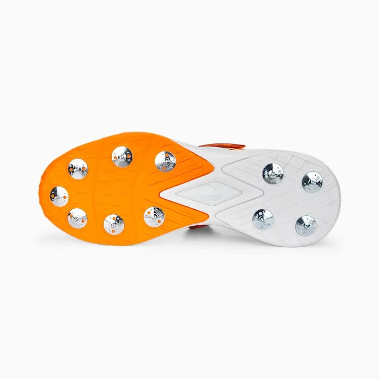 Puma Mens Cricket Bowling Shoes In White/Orange/Yellow