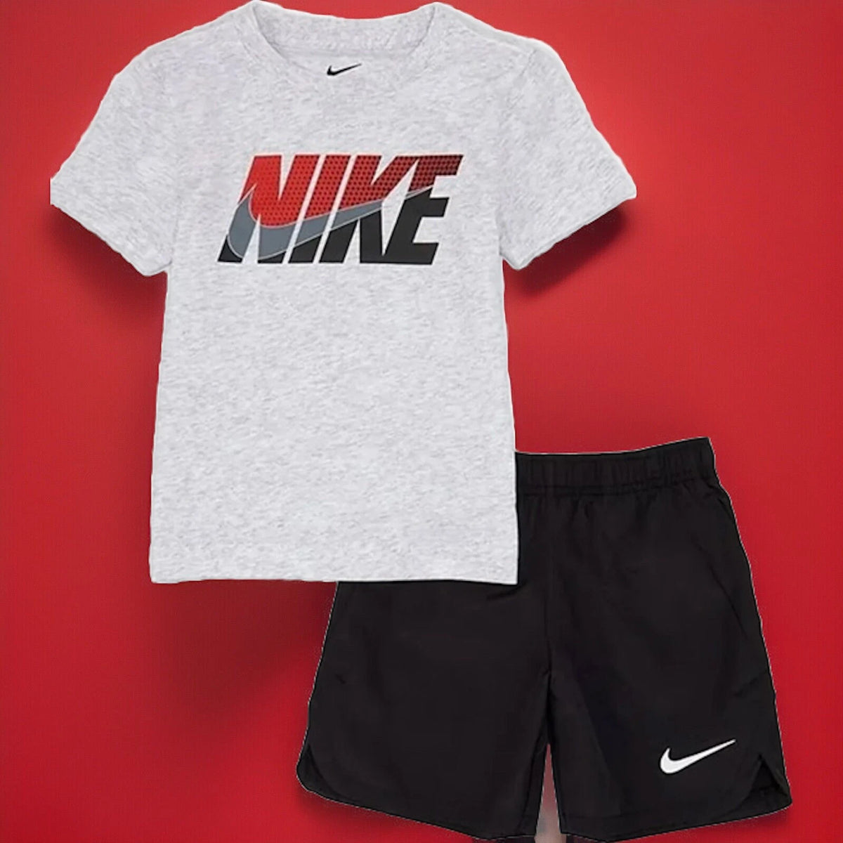 Nike Boys 2 Pcs Woven Short & T-Shirts Set In Black