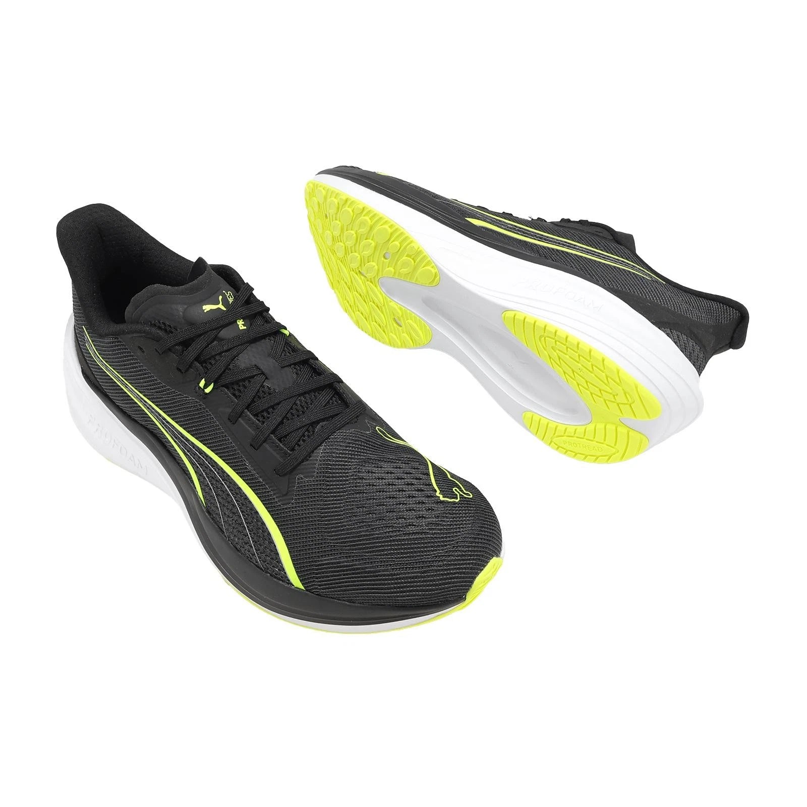 Puma Mens Darter Pro Foam Sneakers In Black/Yellow/White