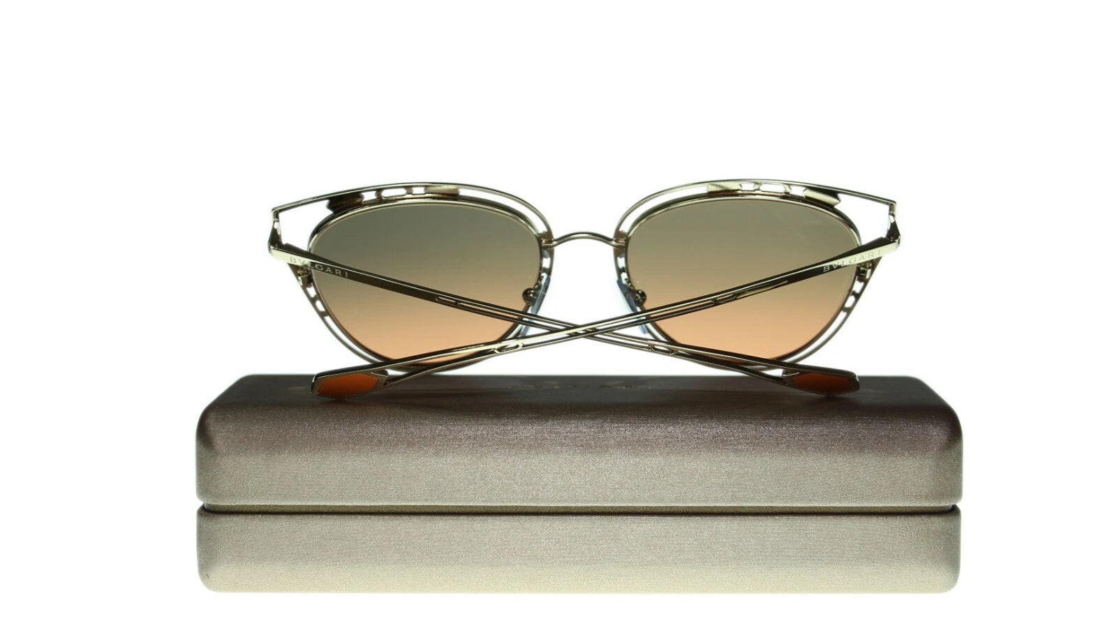 Bvlgaria Gold Frame Sunglasses For Women In Light Gold with Orange