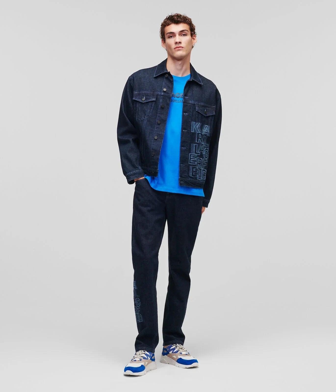 Karl Lagerfeld Unisex Denim Jacket In Navy