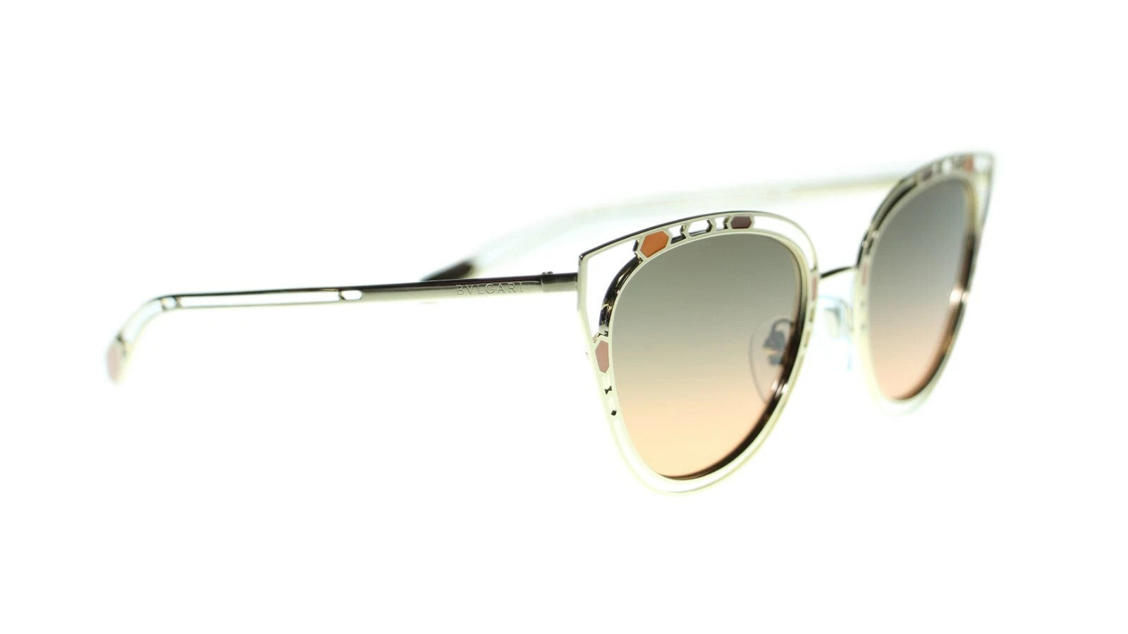 Bvlgaria Gold Frame Sunglasses For Women In Light Gold with Orange