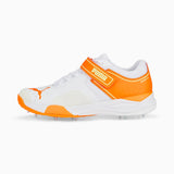 Puma Mens Cricket Bowling Shoes In White/Orange/Yellow