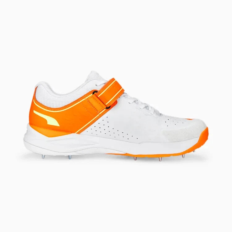 Puma Mens Cricket Bowling Shoes In White/Orange/Yellow