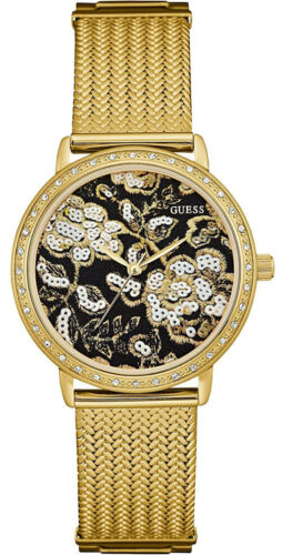 Guess Willow Gold Mesh Floral Watch