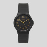 Casio Quartz Analog Dial Gold Index Resin Watch In Black