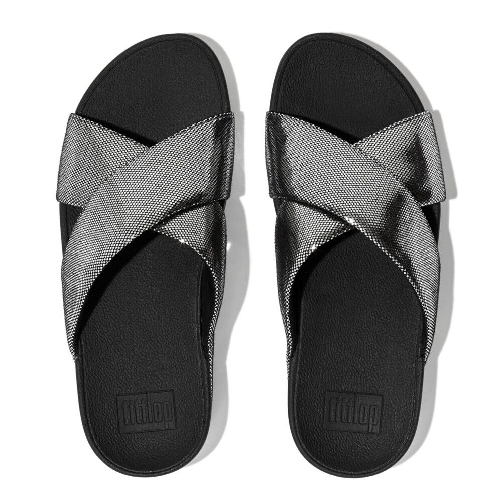 Fitflop Ladies Lulu Lustra Cross Slides In Black