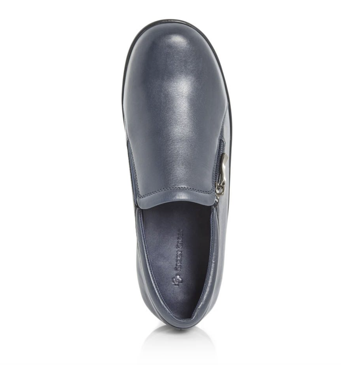 Green Cross Ladies Side Zip Slip On Shoes In Navy