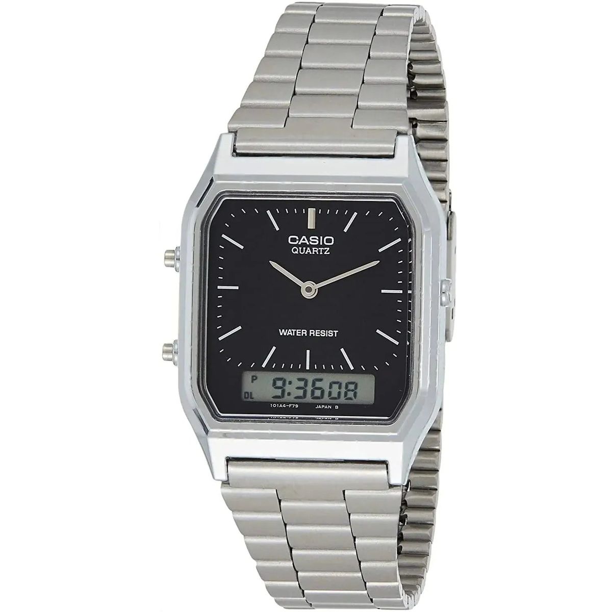 Casio Mens Retro Anadigital Watch In Silver
