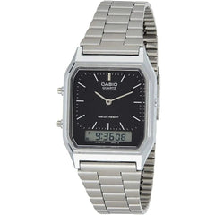 Casio Mens Retro Anadigital Watch In Silver