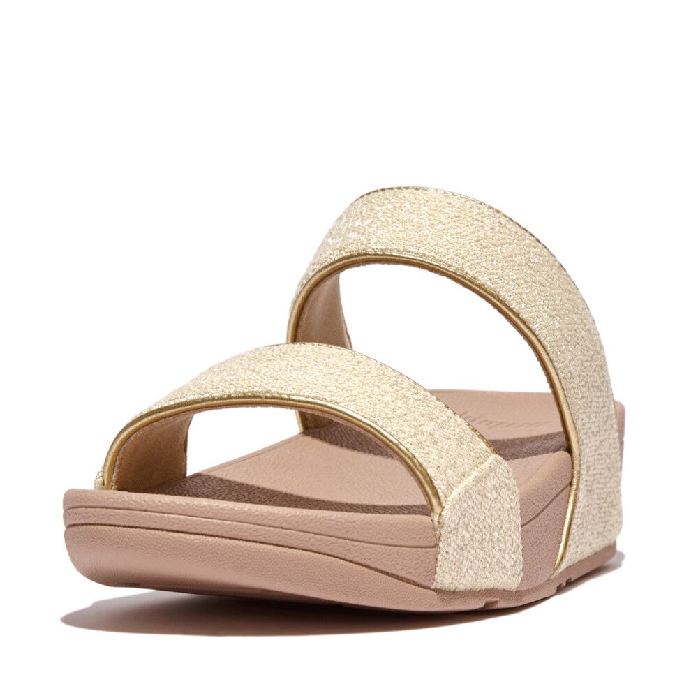 FitFlop Ladies Lulu Shimmer Weave Slides In Stone