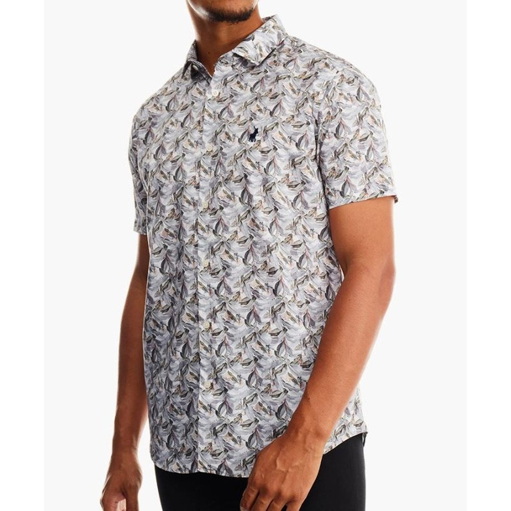 Polo Mens Floral Printed Short Sleeve Shirt In Aqua
