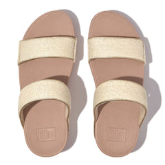 FitFlop Ladies Lulu Shimmer Weave Slides In Stone