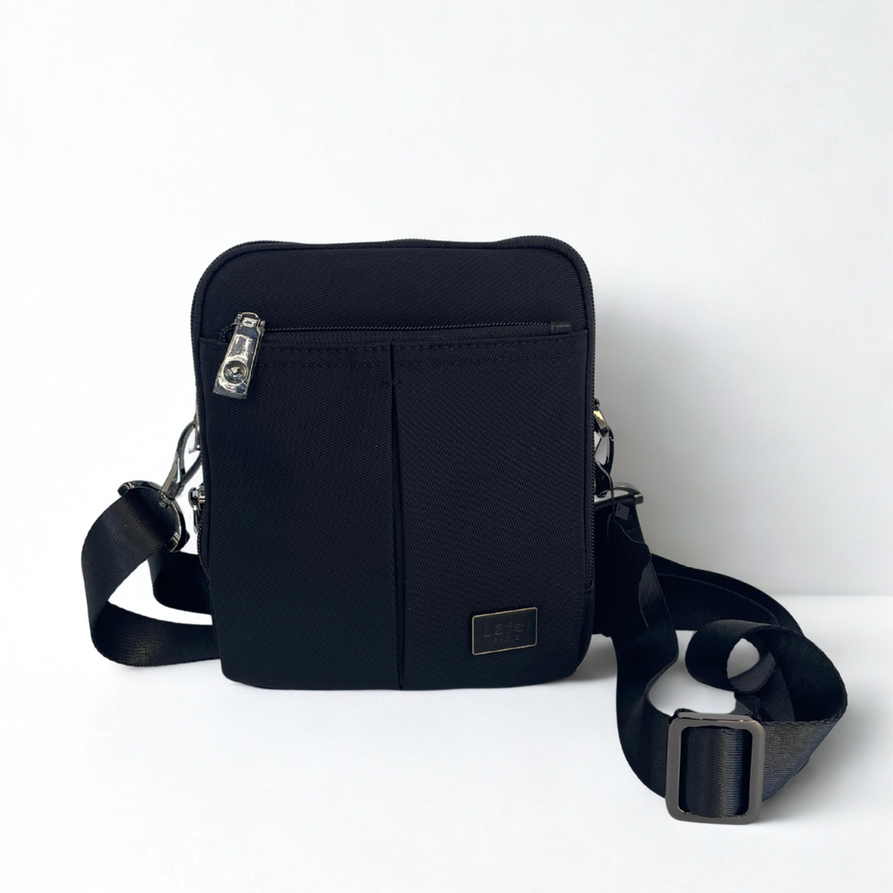 Lefel Balistic Nylon Medium Sling Bag In Black