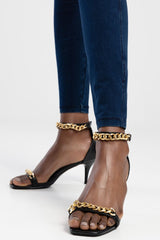 Sissy Boy Chain Vamp Heeled Sandal In Black