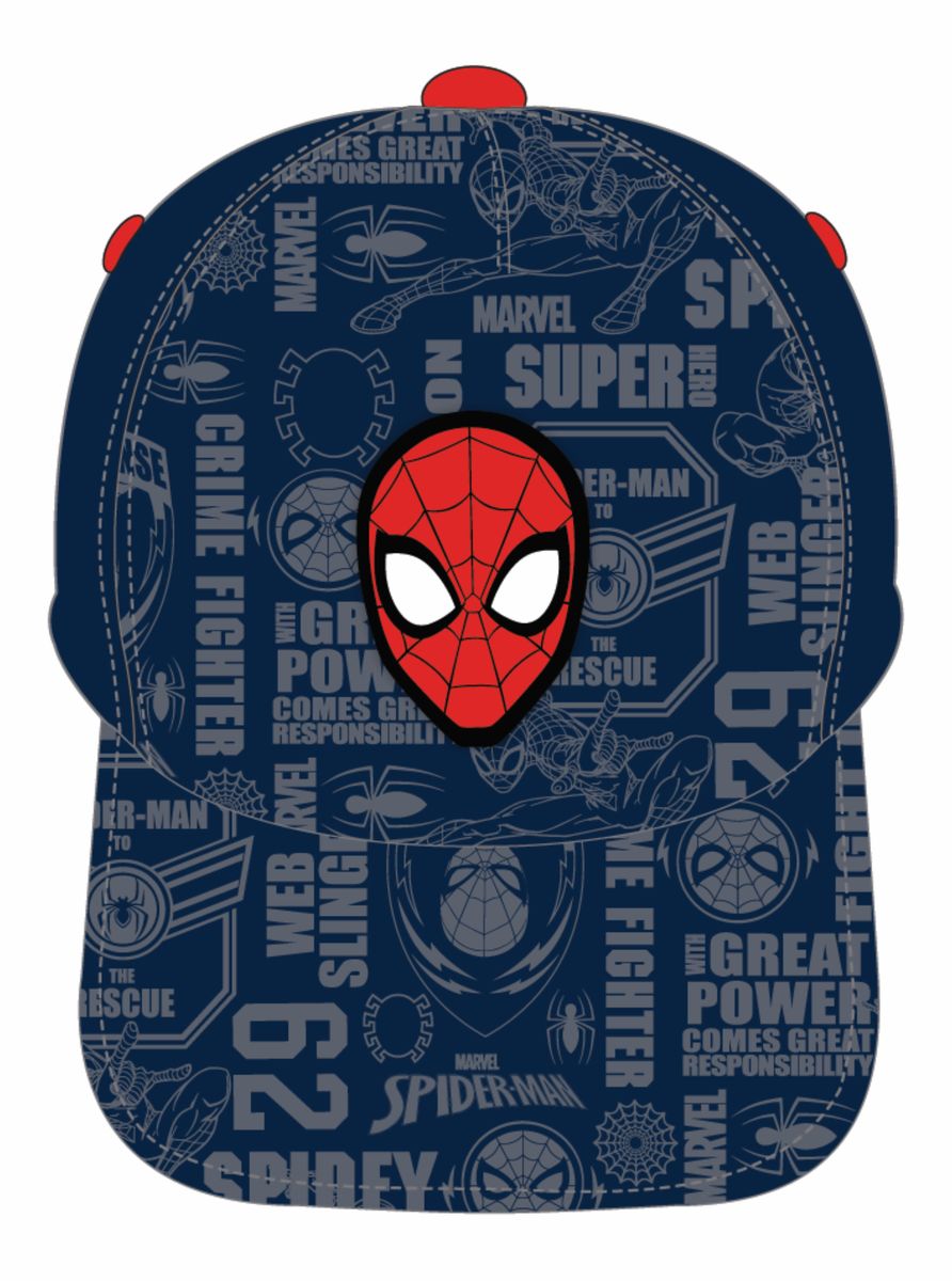Character Group Spiderman One Up Peak Cap In Navy Multi