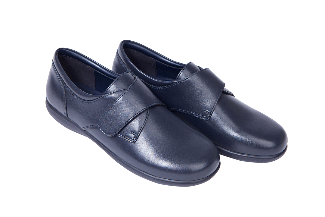 Green Cross Ladies Self Fastening Strap Shoe In Navy