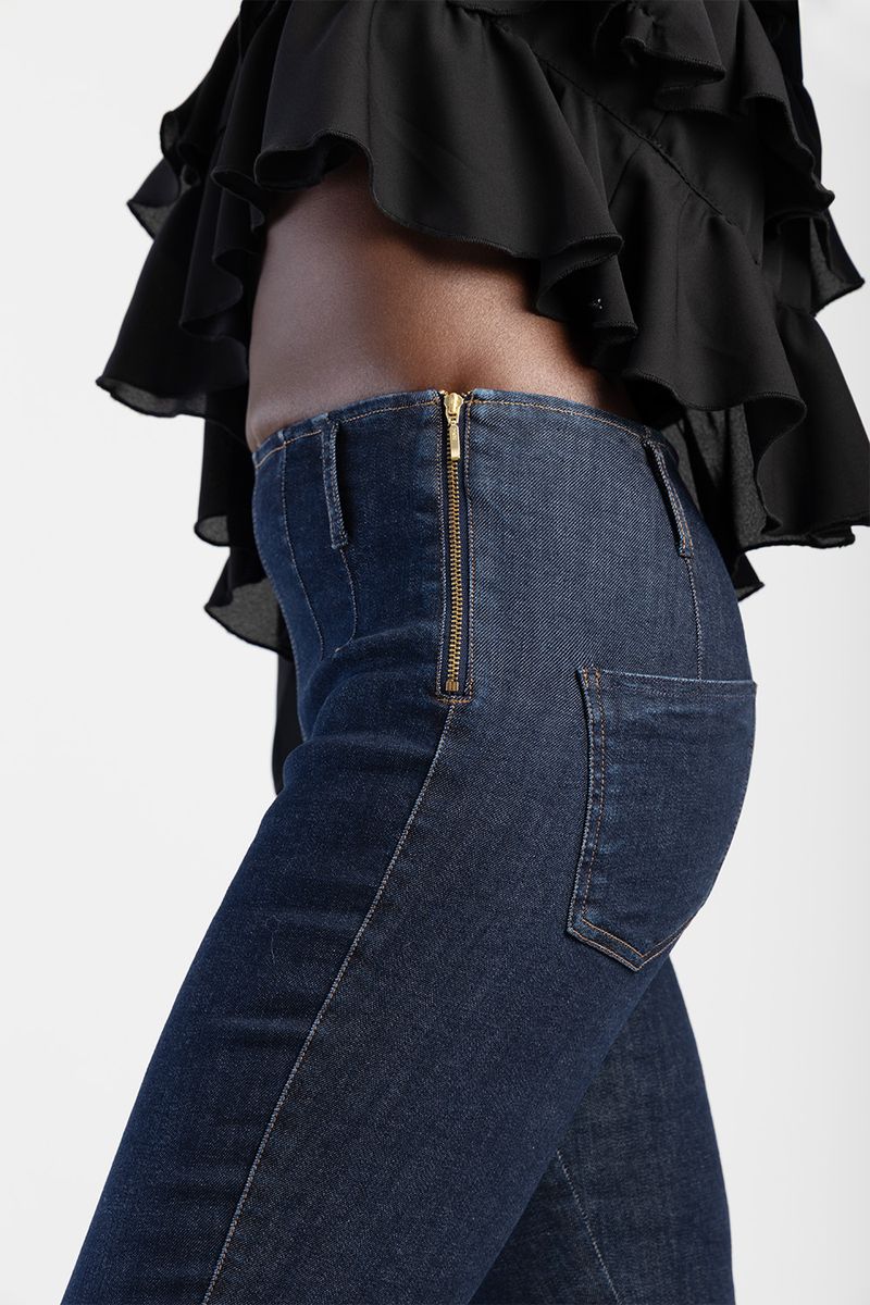 Sissyboy Ladies High Waist Deep Blue Flat Front Skinny Desiz Jean